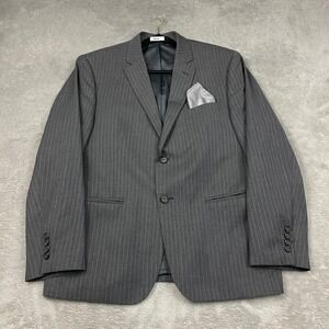 Lauren Ralph Lauren‎ 100% Wool Blazer Mens 42S Gray Striped Single Breast Career